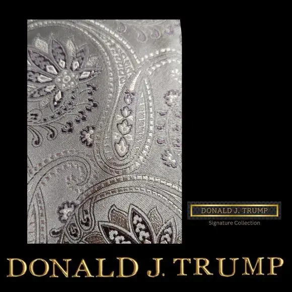 Donald Trump Signature Collection Necktie Grey & Purple Paisley Tie Gift Box NEW